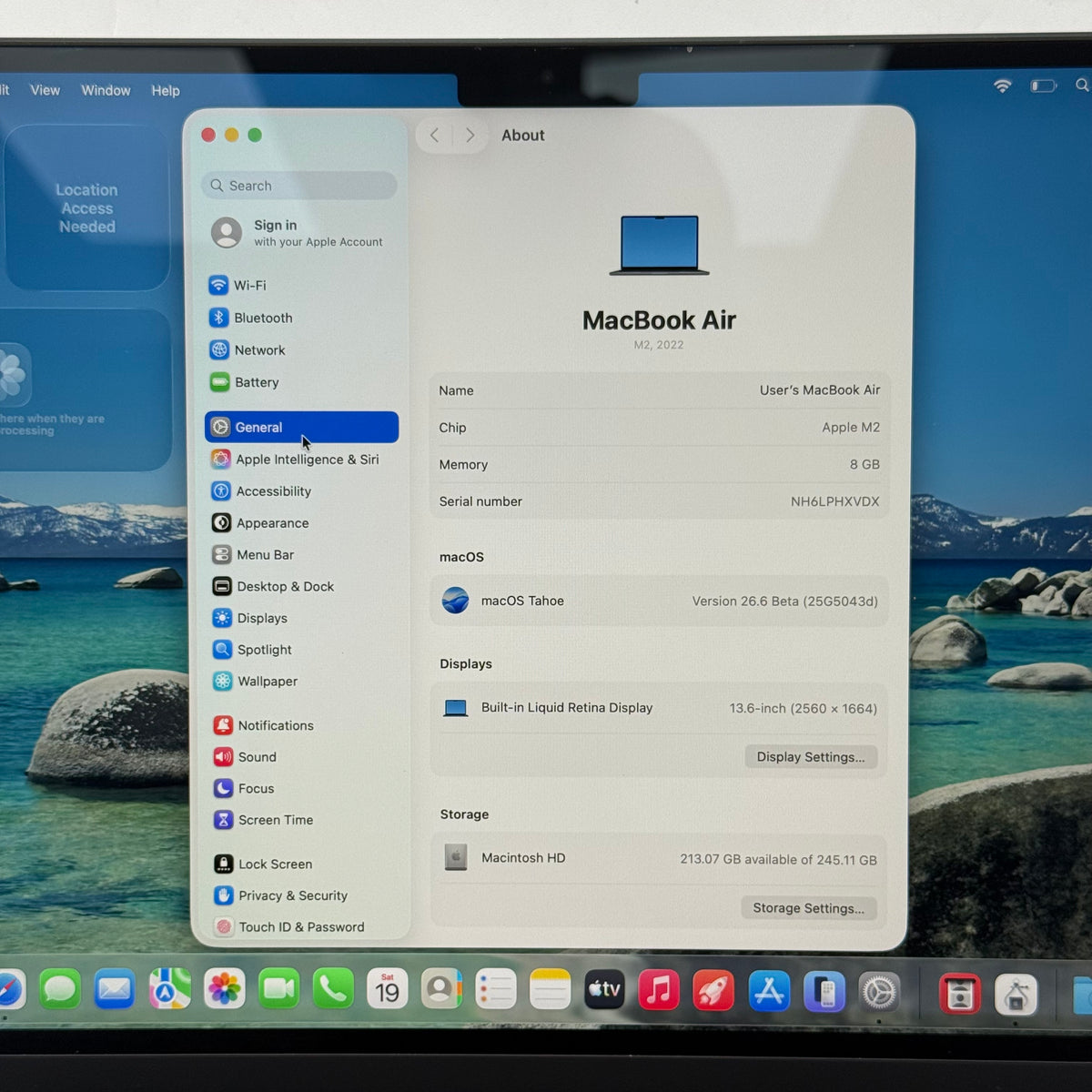 2022 Apple Macbook Air 13.6" M2 8C GPU 3.5GHz 8GB RAM 256GB SSD A2681