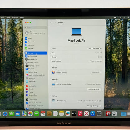 2020 Apple MacBook Air 13.3" M1 8C GPU 3.2GHz 8GB RAM 512GB SSD A2337