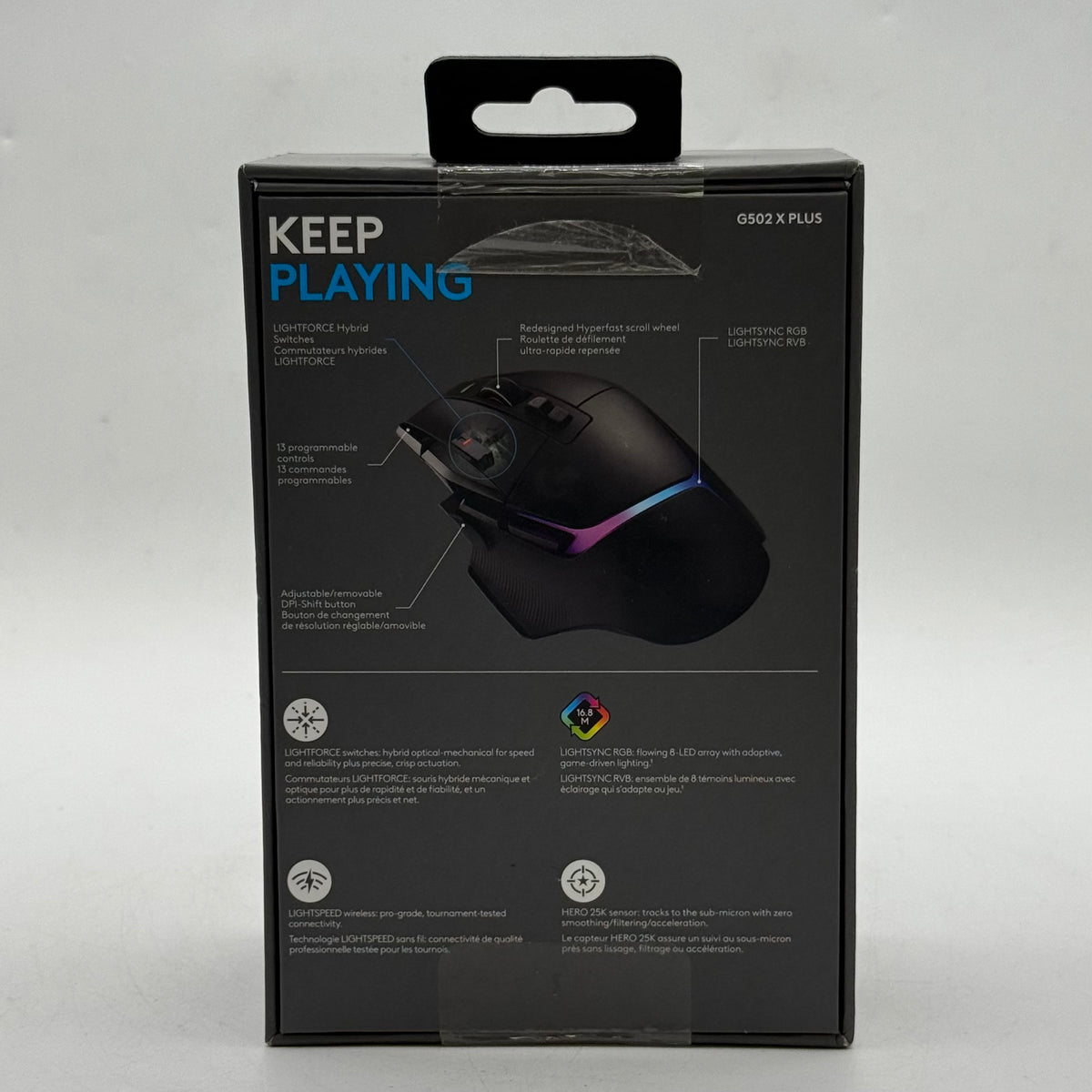 New Logitech G502 X Plus Lightspeed MR0089 Wireless Gaming Mouse Black