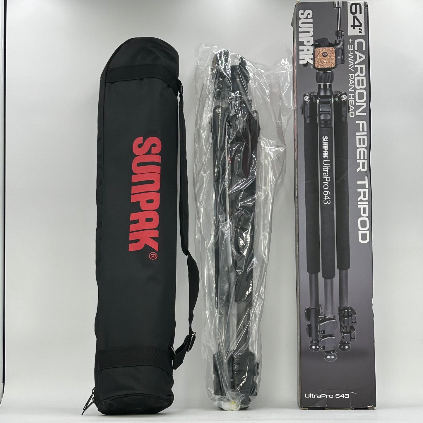 New Open Box Sunpak UltraPro 643 Carbon Fiber Tripod 620-643CF-PH