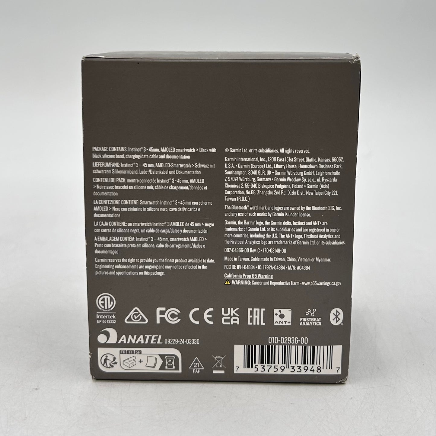 New Garmin Instinct 3 45mm GPS Smartwatch 010-02936-00