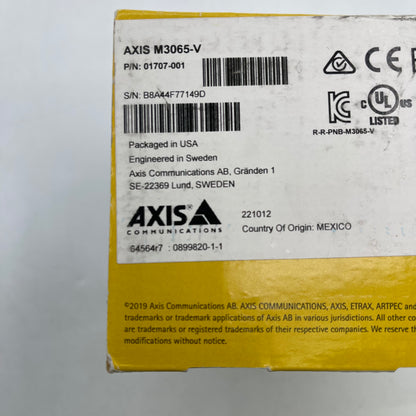 New Axis M3065-V Fixed Dome Network Camera 01707-001