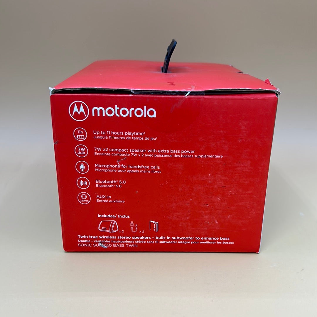 New Motorola Sonic Sub 340 Bass Twin Wireless Portable Bluetooth Speaker Black