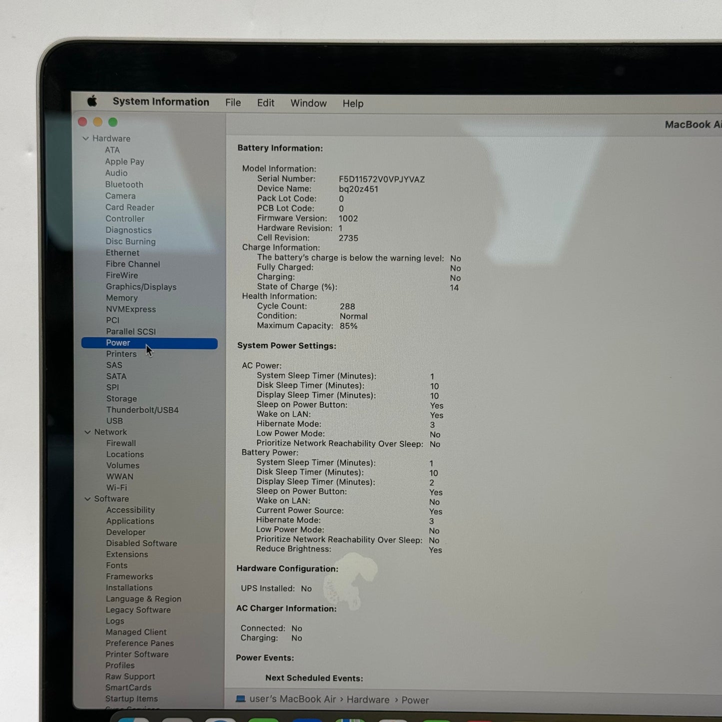 2020 Apple MacBook Air 13.3" M1 7C GPU 3.2GHz 8GB RAM 256GB SSD A2337