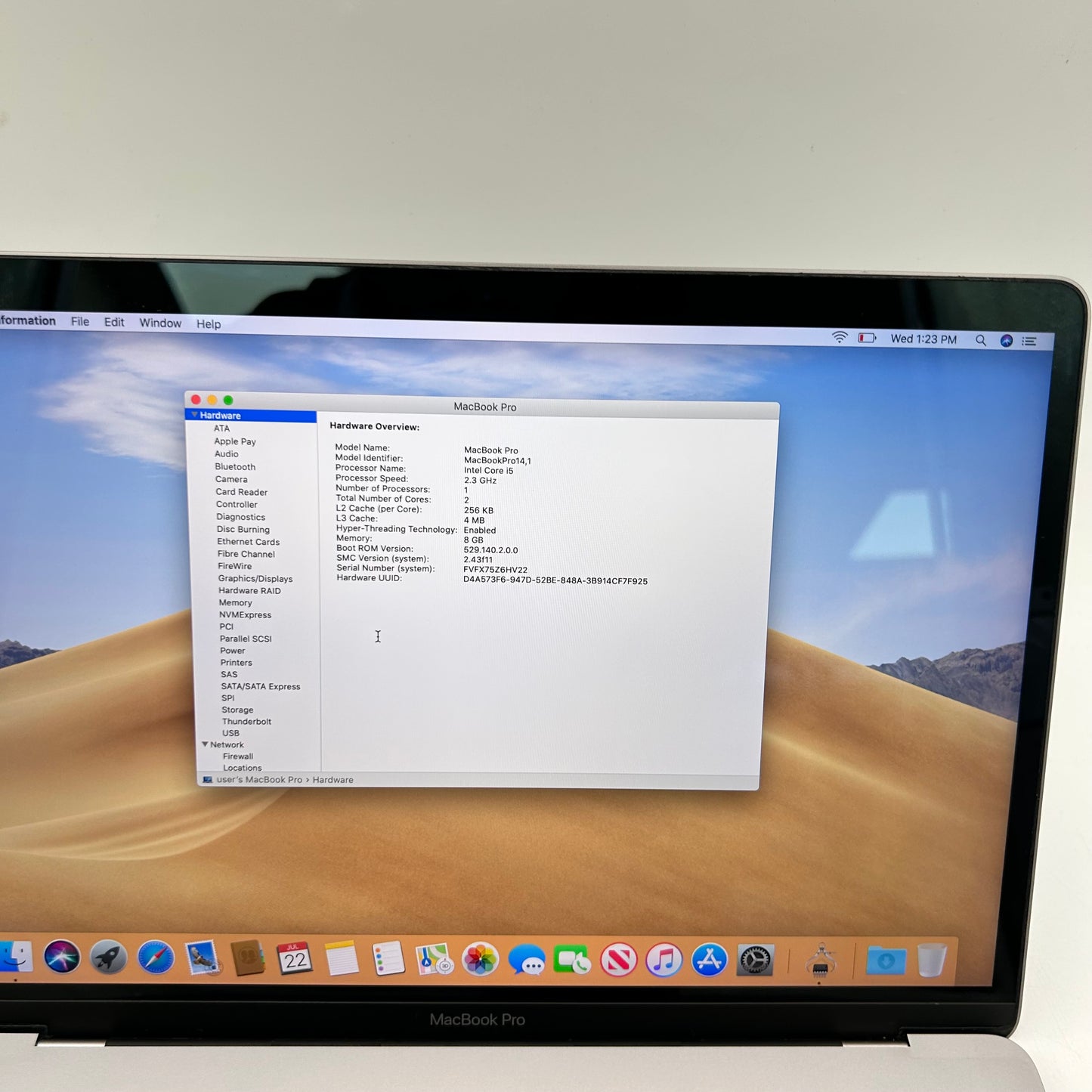Broken 2017 Apple MacBook Pro 13.3" i5 2.3GHz 8GB RAM 128GB SSD Space Gray A1708 Read