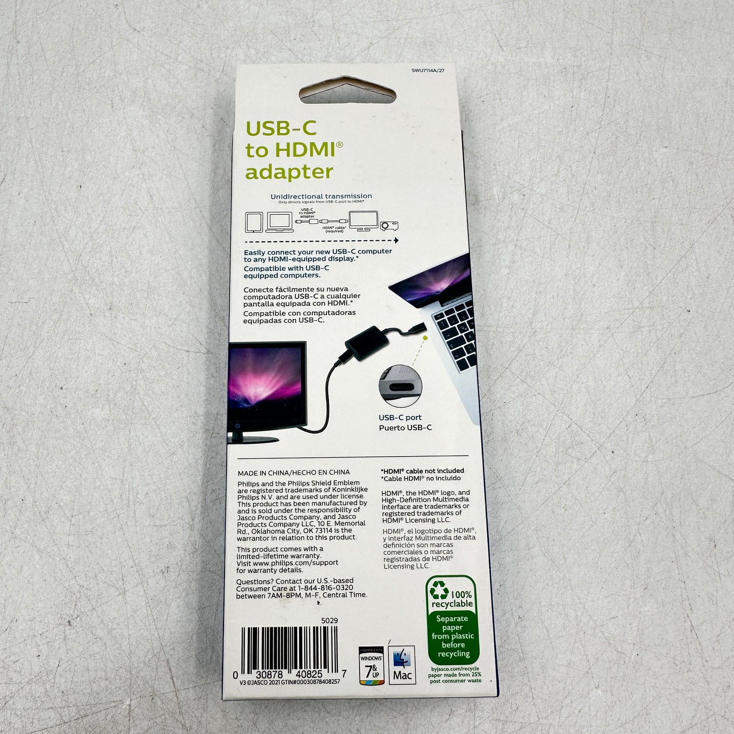 New Philips USB-C to HDMI Adapter SWU7114A/27