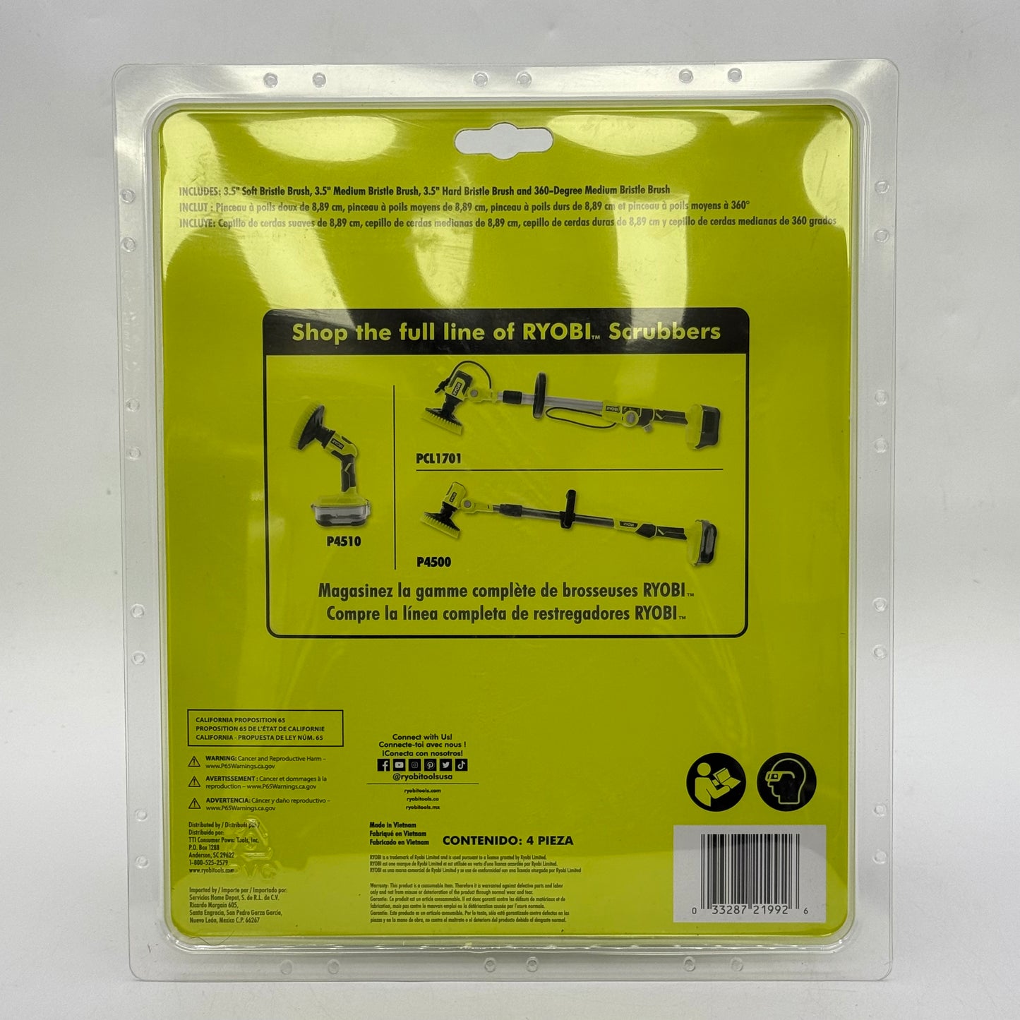 New Ryobi A95MPCC1 4 Piece Multi-Purpose Cleaning Kit