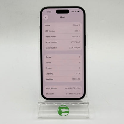 T-Mobile Apple iPhone 15 128GB Black MTLV3LL/A