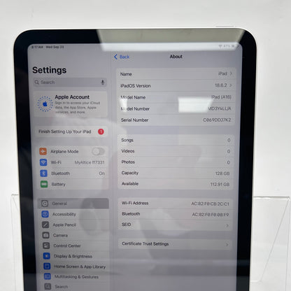 WiFi Only Apple iPad 11" (A16) 128GB Silver MD3Y4LL/A