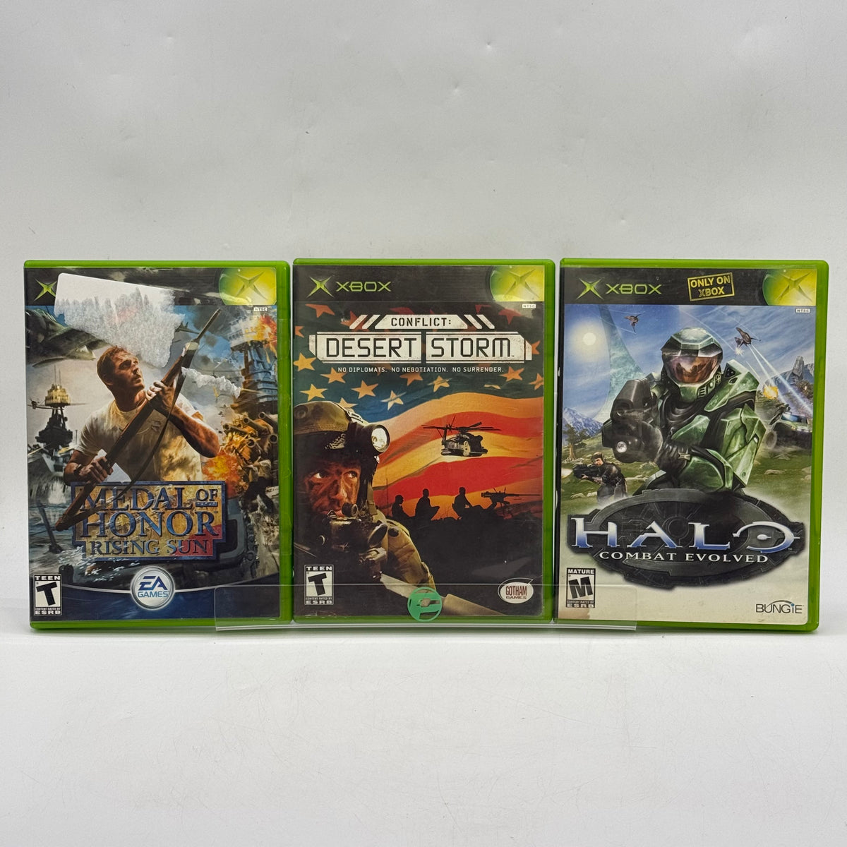 Lot of 3 Microsoft Original Xbox Games: Halo / Conflict / Medal Of Honor