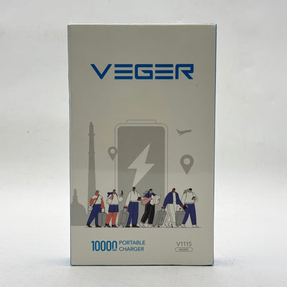New Veger 10000mAh Portable Charger 15W Portable Power Bank V1115 Black