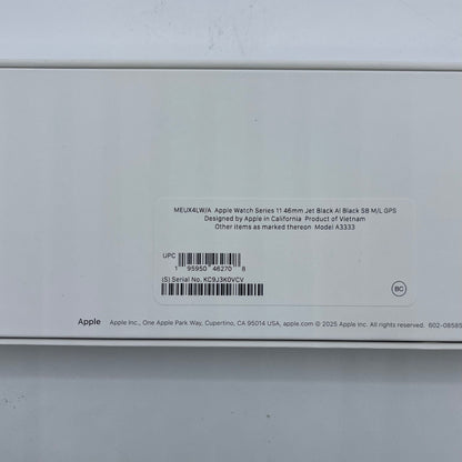 New GPS Only Apple Watch Series 11 46MM Jet Black Aluminum Black Sport Band