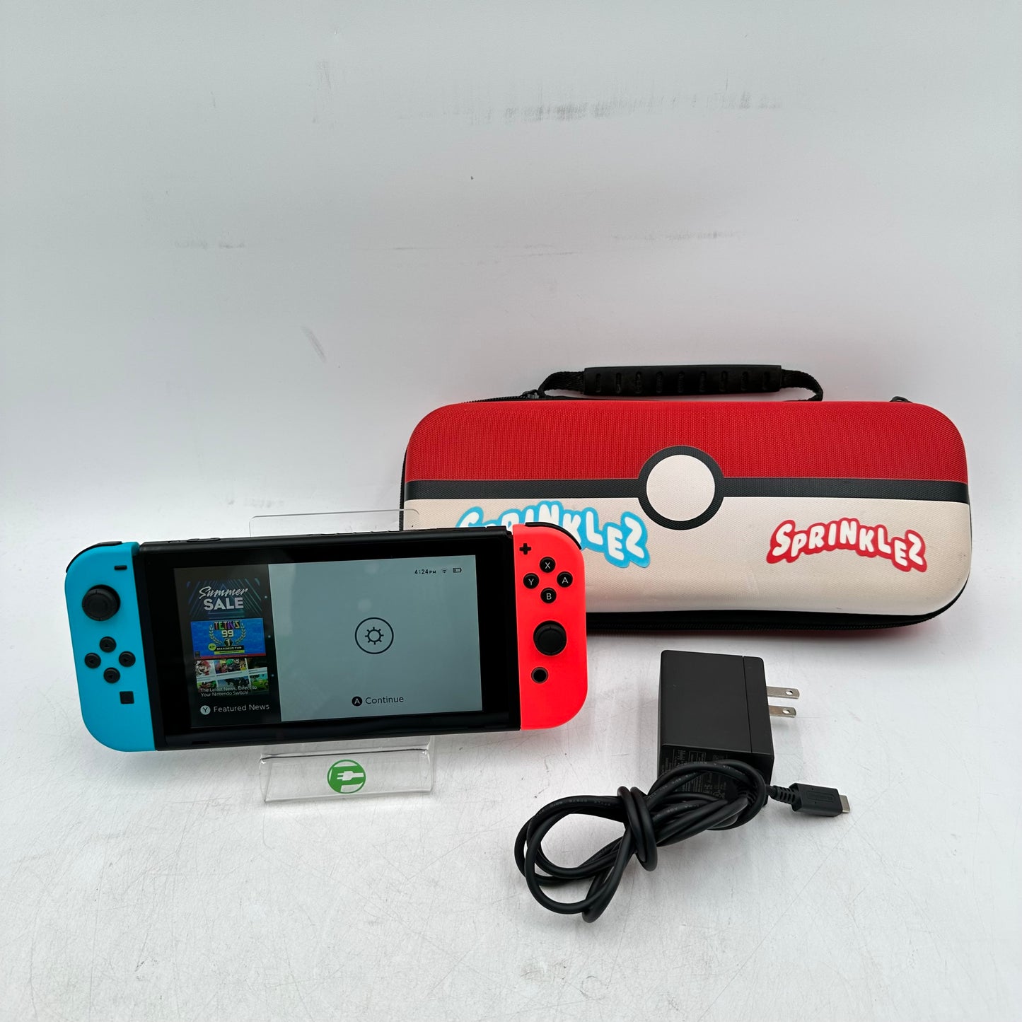 Nintendo Switch v2 Video Game Console HAC-001(-01)  Neon Red/Blue + Extras
