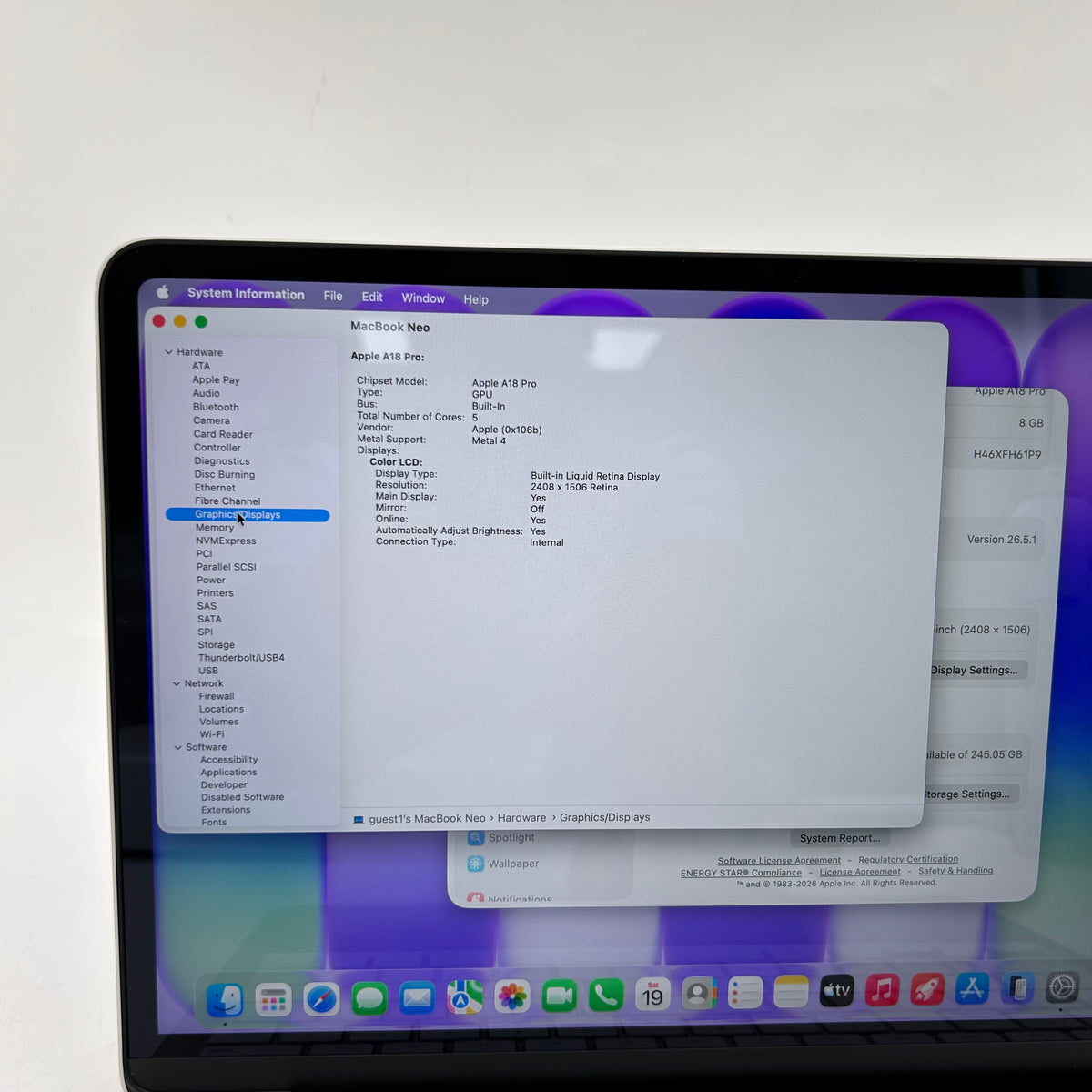 2026 Apple MacBook Neo 13" A18 Pro 5C GPU 4.0GHz 8GB RAM 256GB SSD MHFA4LL/A