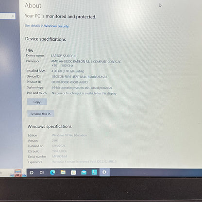 Lenovo 14W 81MQ 14" A6-9220C 1.8GHz 4GB RAM 64GB eMMC