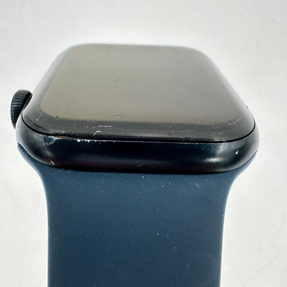 Factory Unlocked Apple Watch SE 2nd Gen 44MM Black Aluminum w/ Blue Sport Band