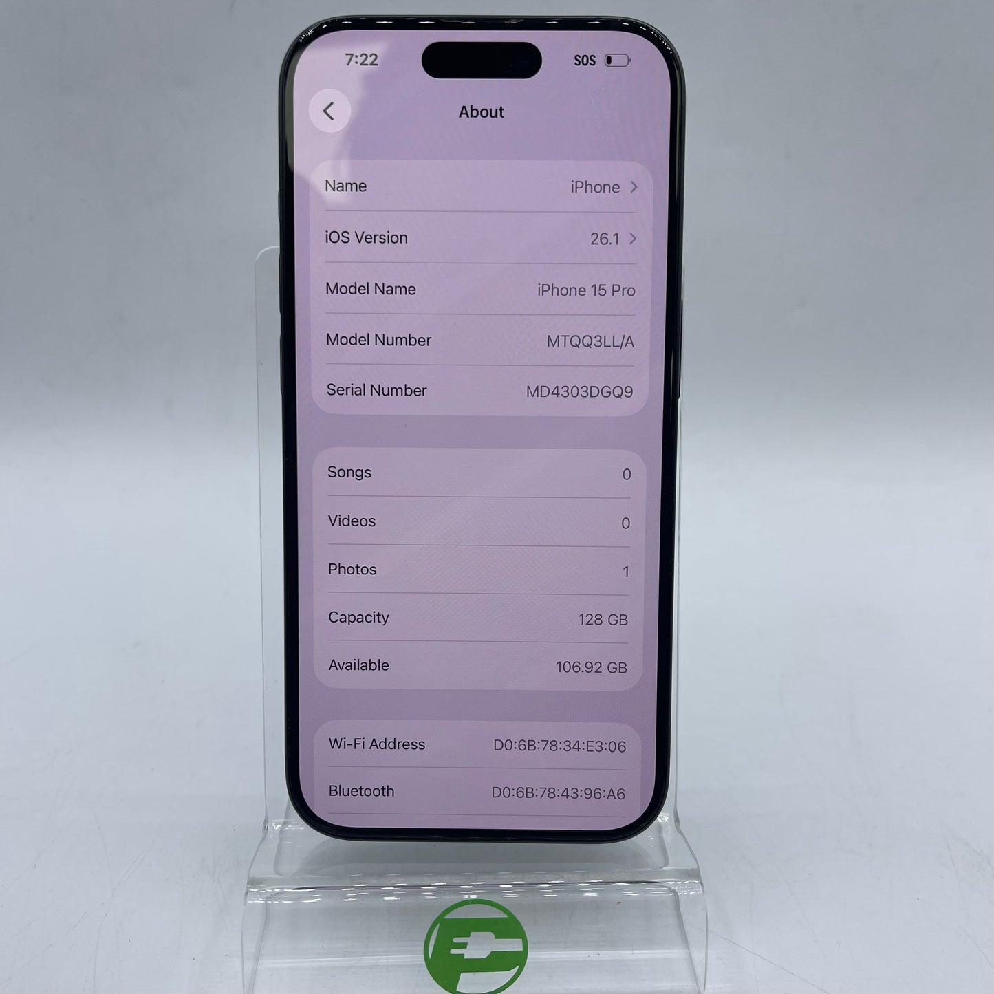 Factory Unlocked Apple iPhone 15 Pro 128GB Blue Titanium MTQQ3LL/A