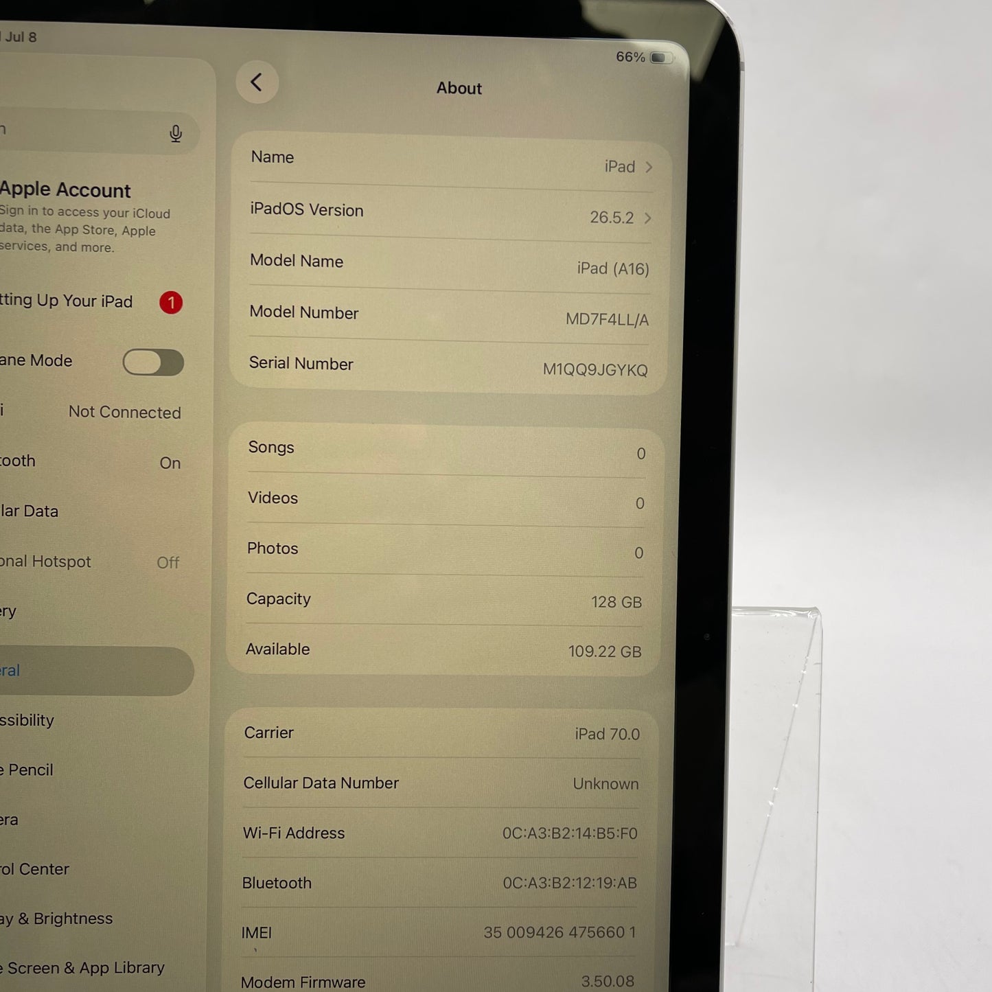 Factory Unlocked Apple iPad 11" (A16) 128GB Silver MD7F4LL/A