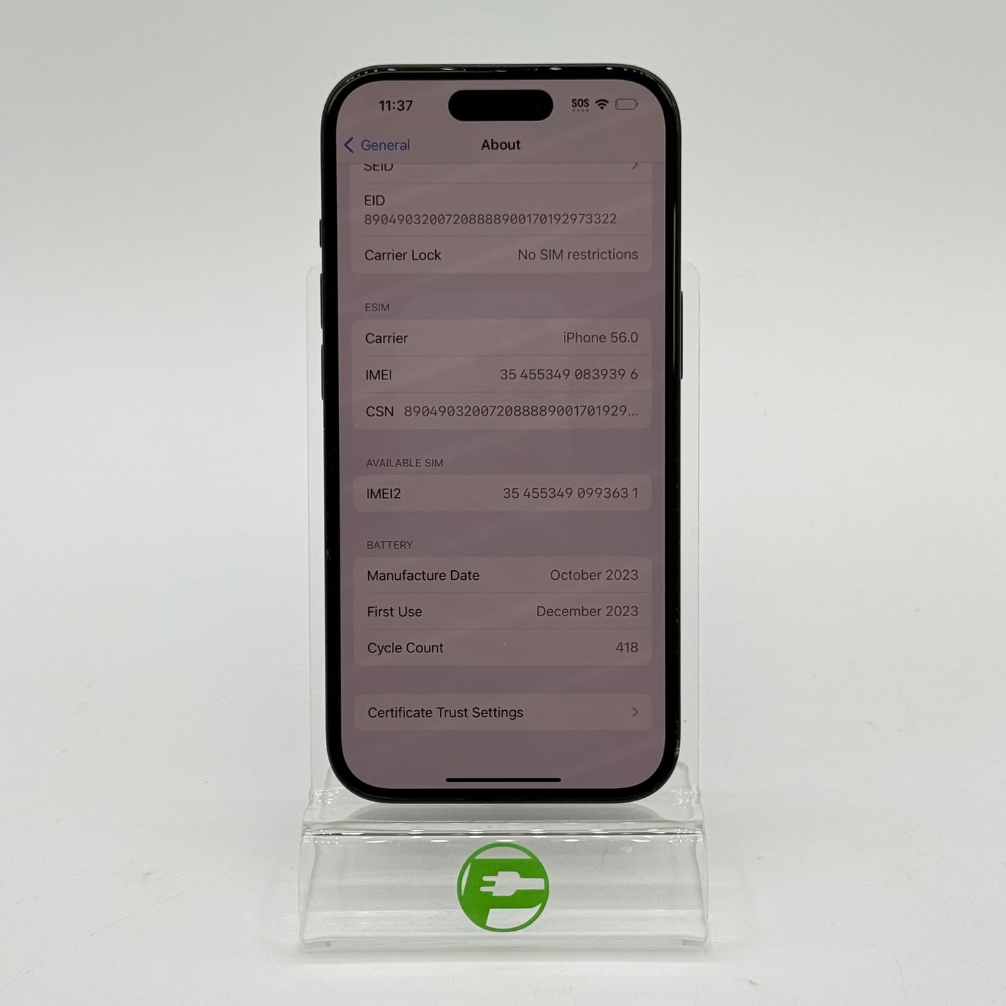Unlocked Apple iPhone 15 128GB Black MTLV3LL/A