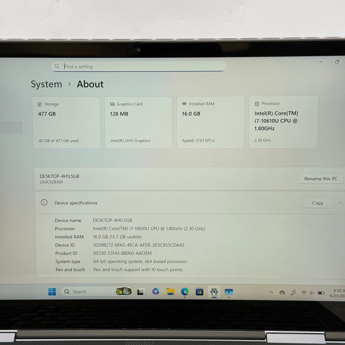 Lenovo ThinkPad X1 Yoga Gen 5 20UCS28300 14" i7-10610U 2.3GHz 16GB RAM 512GB SSD
