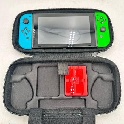 Nintendo Switch v1 Video Game Console HAC-001 Neon Blue/Green Bundle