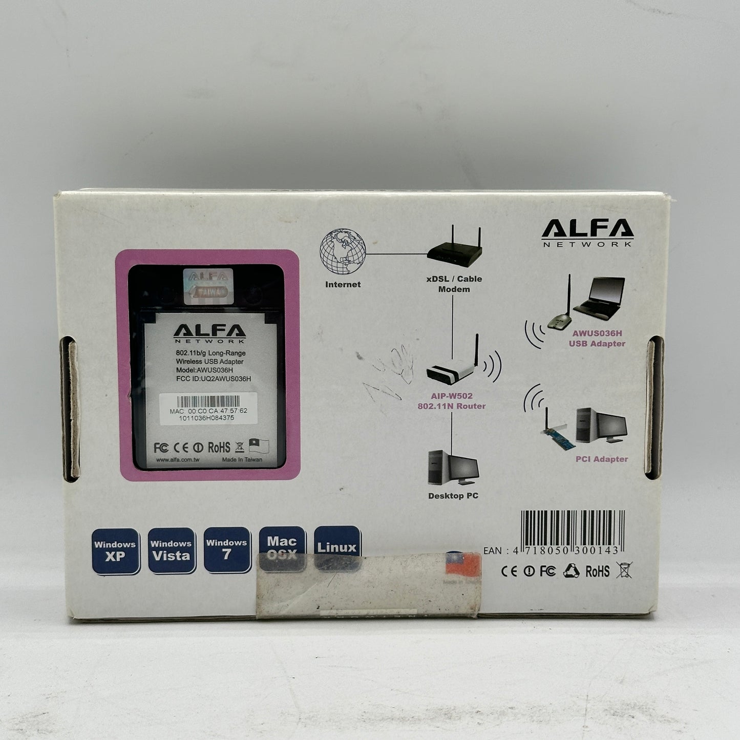 Alfa Network 802.11 b/g  Long Range USB Adapter AWUS036H