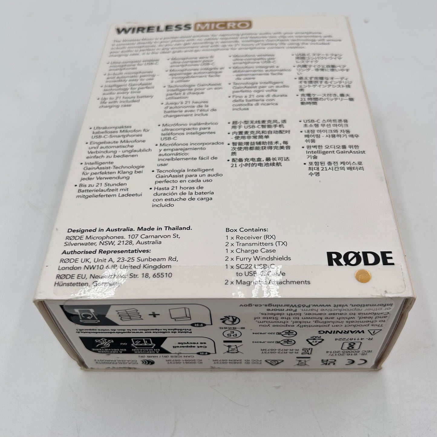 New Rode Micro 20Hz - 20kHz Wireless Microphone 0927-3037-02-13
