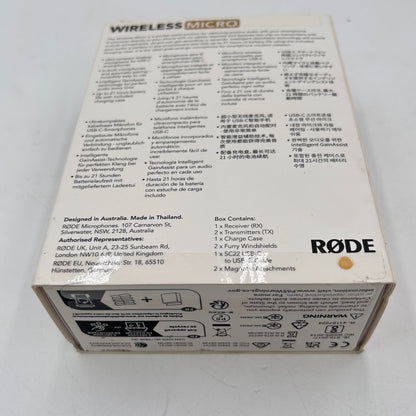 New Rode Micro 20Hz - 20kHz Wireless Microphone 0927-3037-02-13