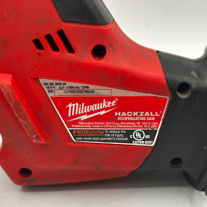 Milwaukee 2625-20 M18 18V HackZall One-Handed Recip Saw