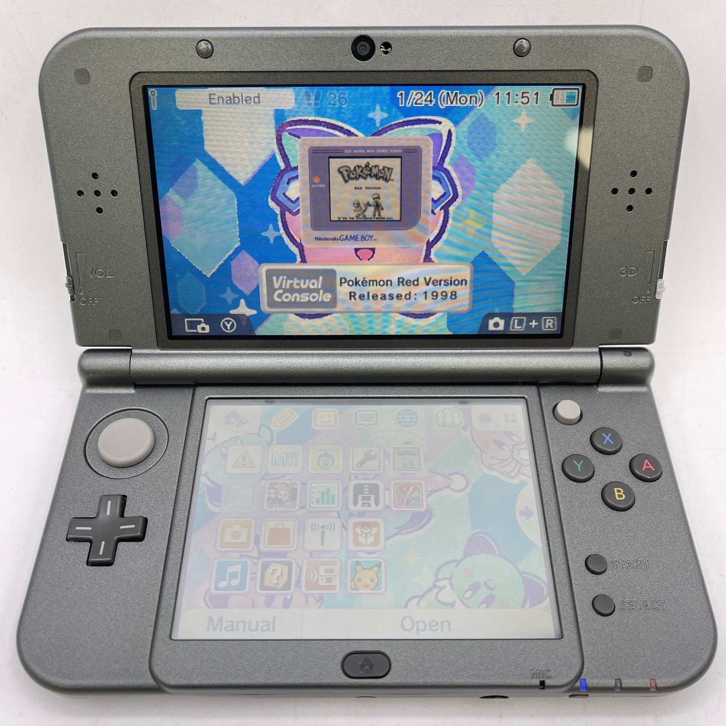 Nintendo 3DS XL Handheld Game Console RED-001 Metallic Gray