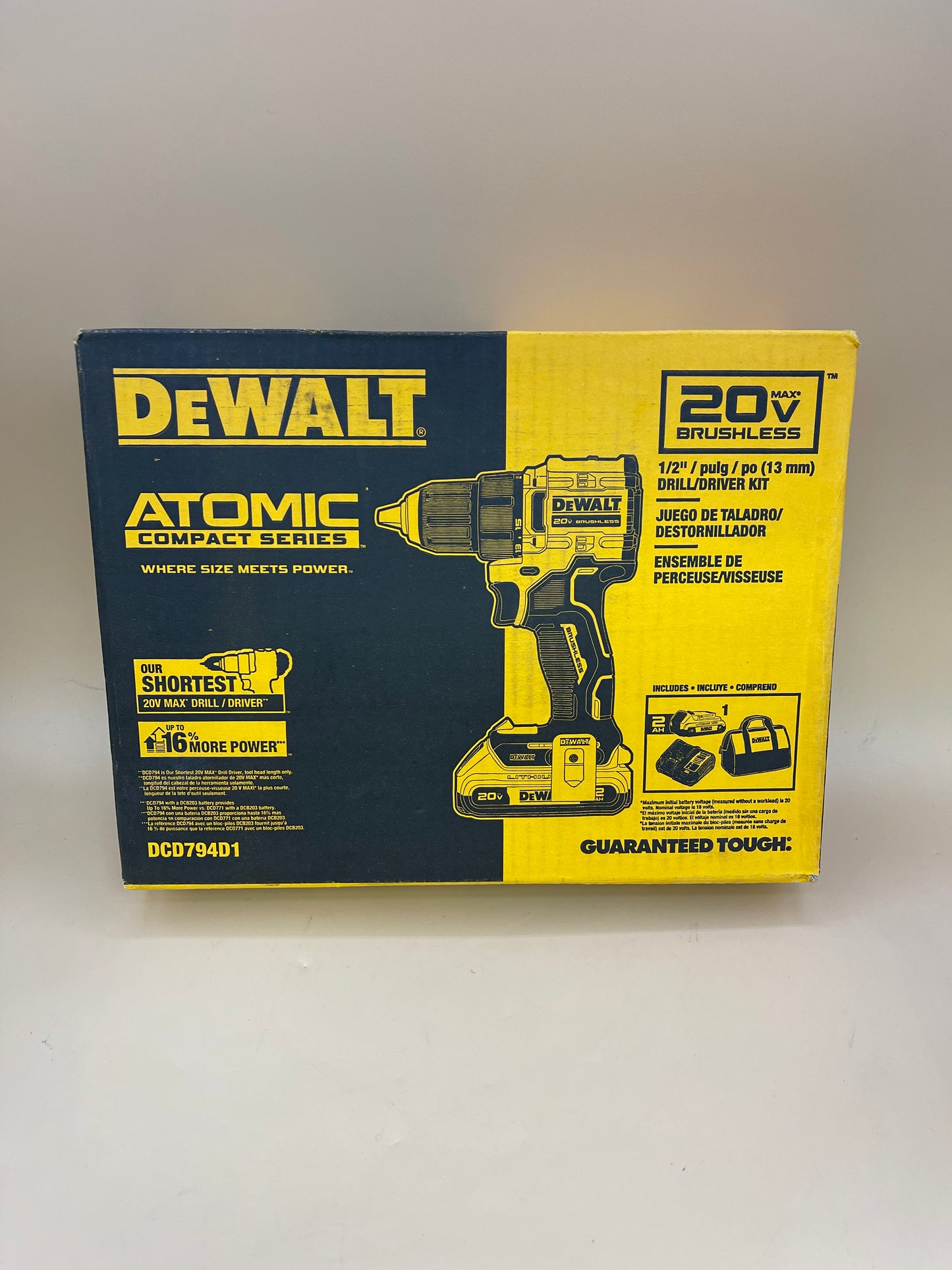 New DeWalt DCD794D1 20V MAX Compact Drill Driver Kit