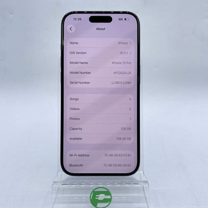 Factory Unlocked Apple iPhone 15 Pro 128GB Blue MTQQ3LL/A