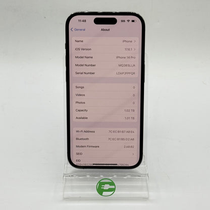 Factory Unlocked Apple iPhone 14 Pro eSIM 1TB Deep Purple MQ303LL/A