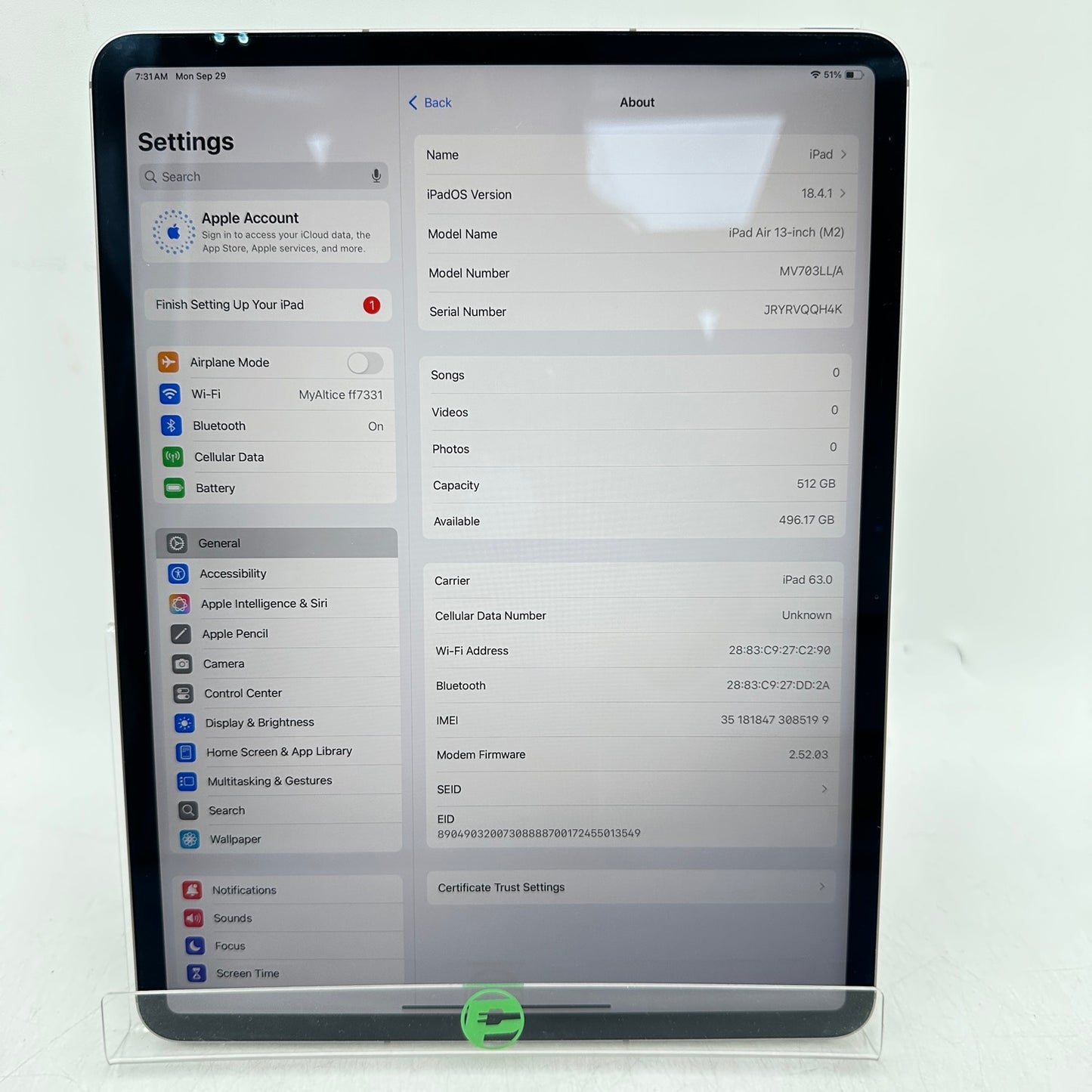 Unlocked Apple iPad Air 13" M2 512GB Space Gray MV703LL/A