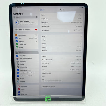 Unlocked Apple iPad Air 13" M2 512GB Space Gray MV703LL/A