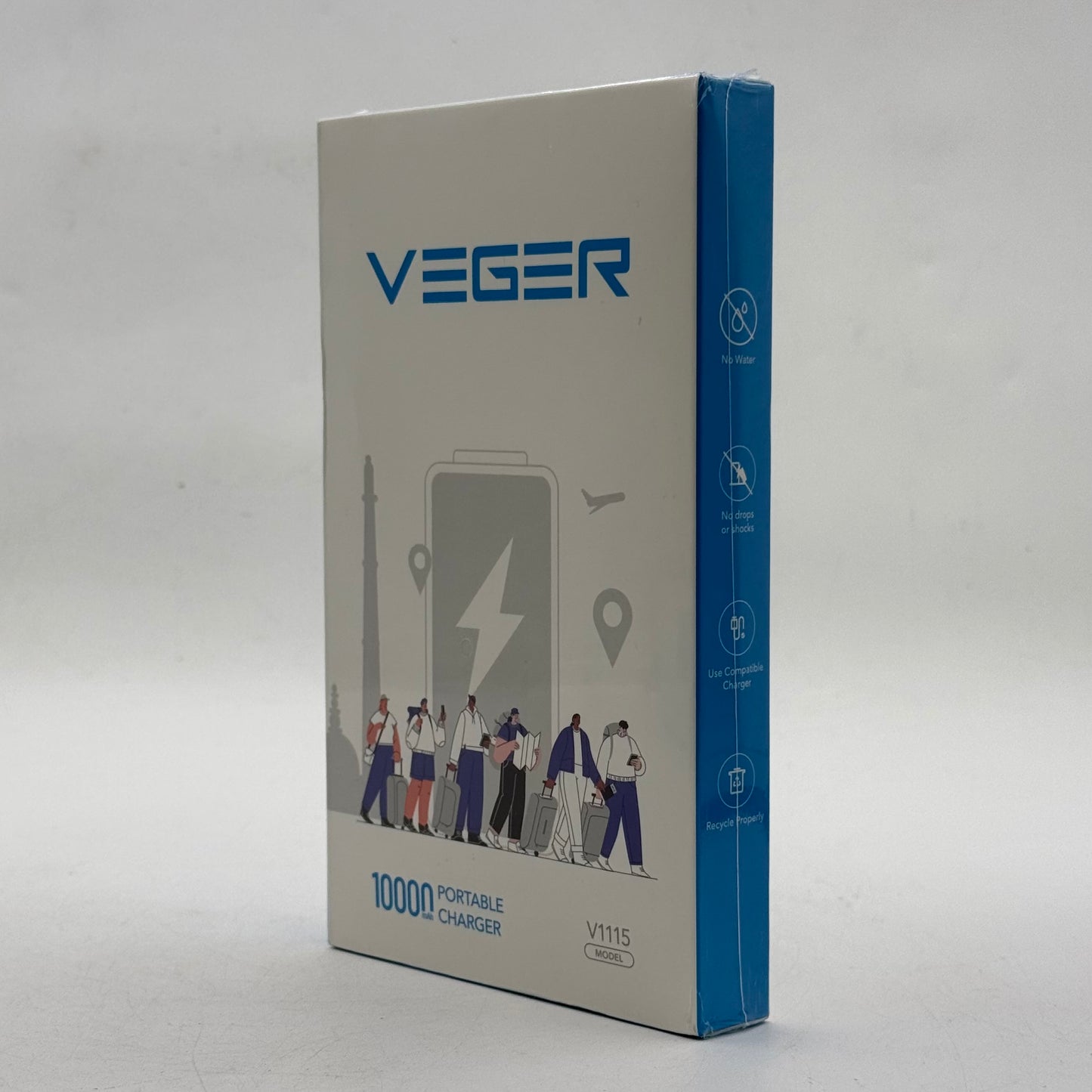 New Veger 10000mAh Portable Charger 15W Portable Power Bank V1115 Black