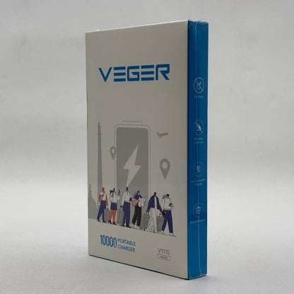 New Veger 10000mAh Portable Charger 15W Portable Power Bank V1115 Black