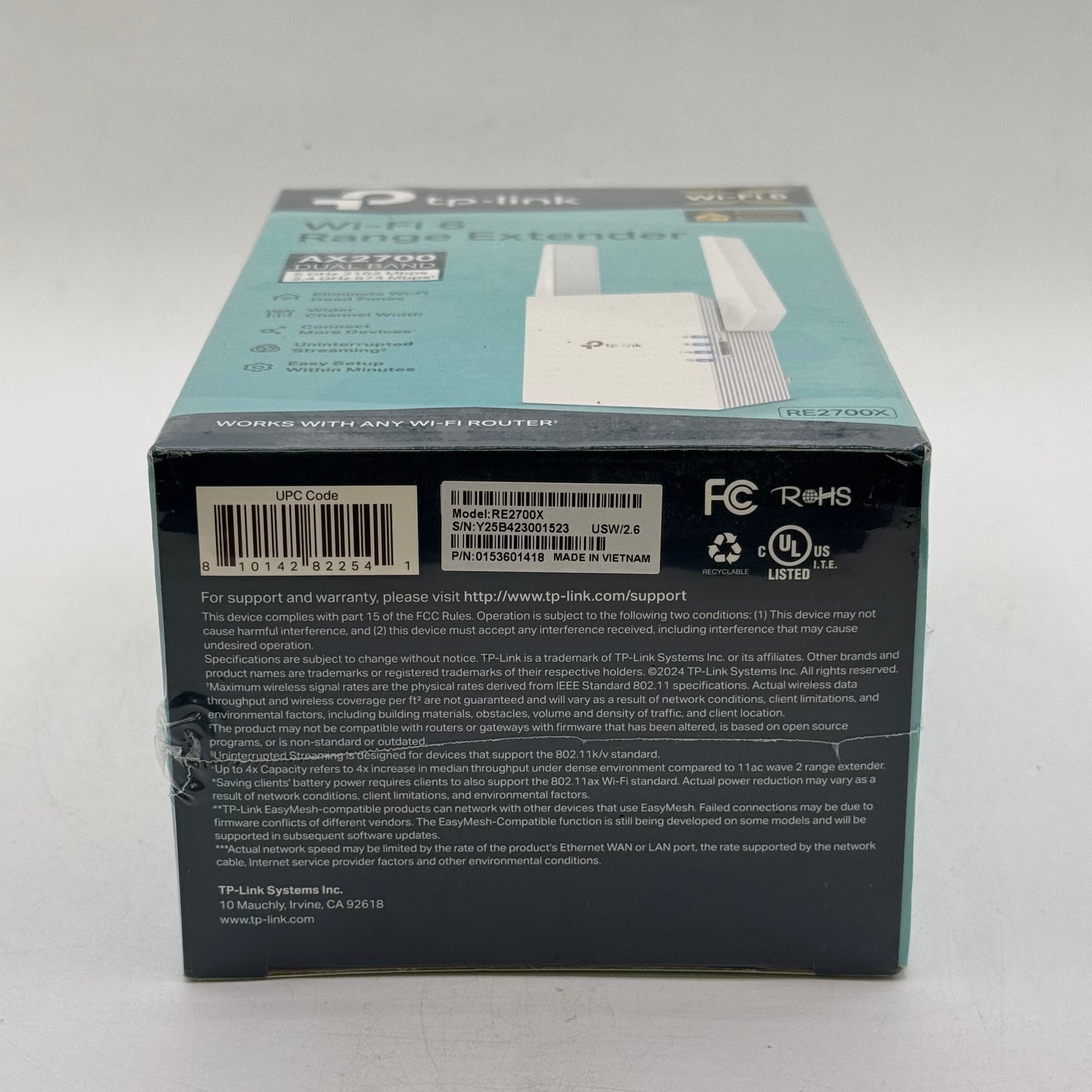 New TP-Link AX2700 Wi-Fi 6 Dual-Band Range Extender RE2700X