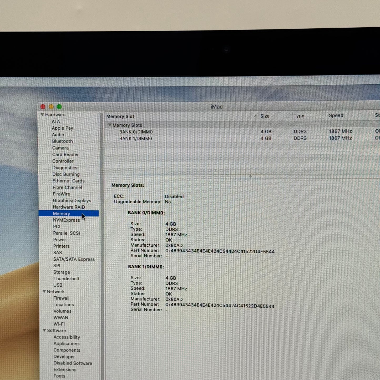 2015 Apple iMac 21.5" i5 2.8GHz 8GB RAM 1TB HDD Silver A1418