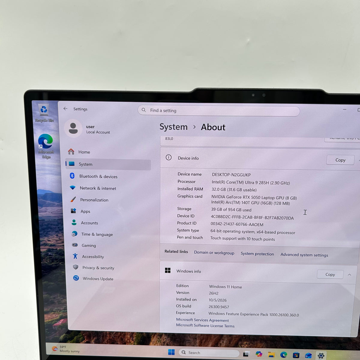 Lenovo Yoga Pro 9 16iah10 16" Core Ultra 9 32GB RAM 1TB SSD GeForce RTX 5050