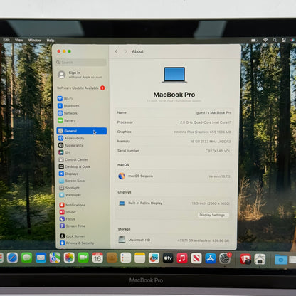 2019 Apple MacBook Pro 13.3" i7 2.8GHz 16GB RAM 512GB SSD Space Gray A1989