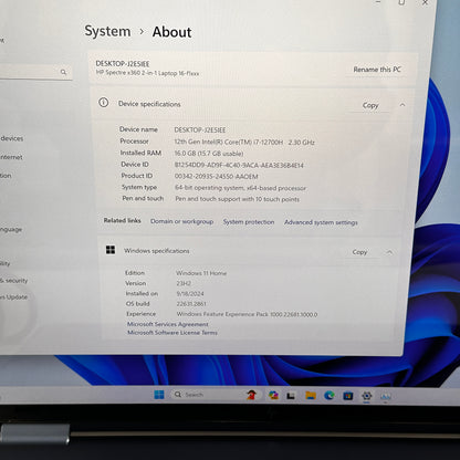 HP Spectre x360 2-in-1 669A1UA 16" i7-12700H 2.3GHz 16GB RAM 512GB SSD