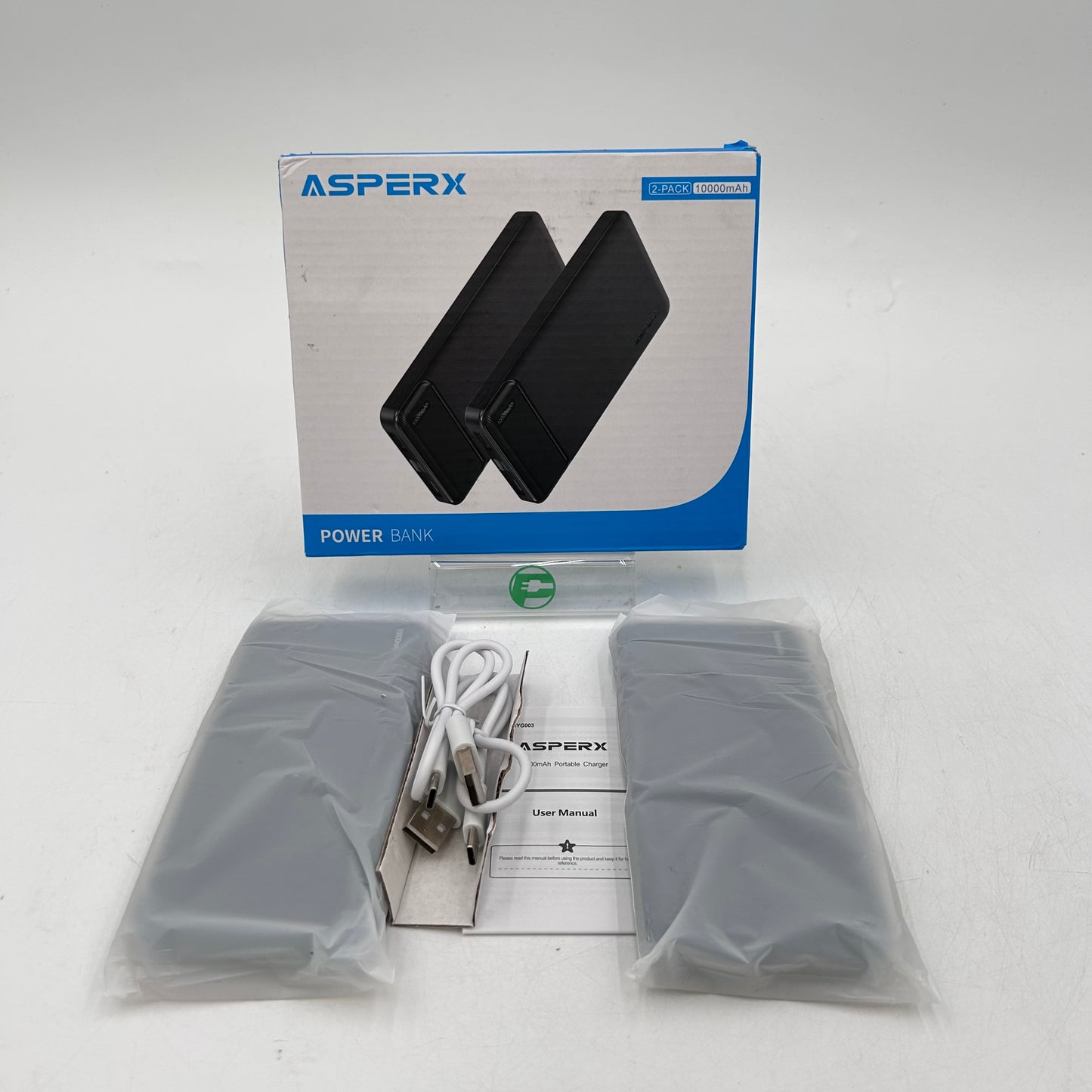 New AsperX HYG003 10000mAh Power Bank Black 2-Pack