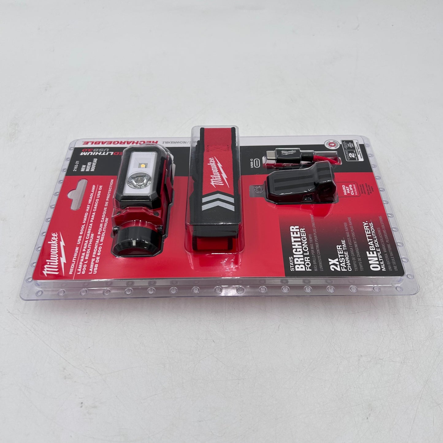 New Milwaukee 2163-21  4V Redlithium USB 600L Hard Hat HeadLamp