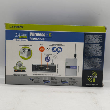 New Linksys Compact Wireless - G PrinterServer  wps54g