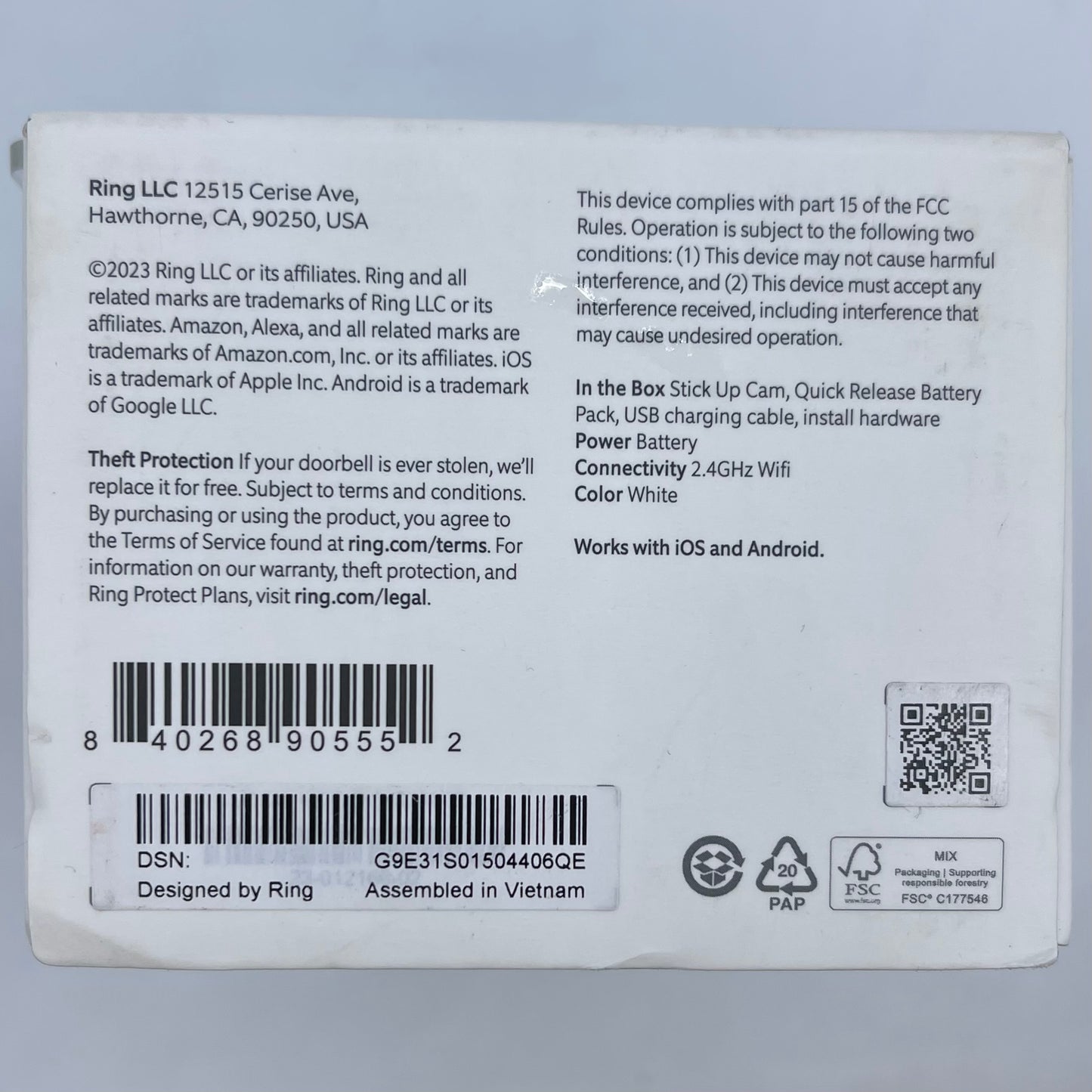 New Ring Stick Up Cam Wireless Indoor/Outdoor Camera B0C5QRZ47P