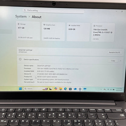 Lenovo ThinkPad E14 Gen 2 20TA 14" i5-1135G7 2.4GHz 8GB RAM 512GB SSD READ