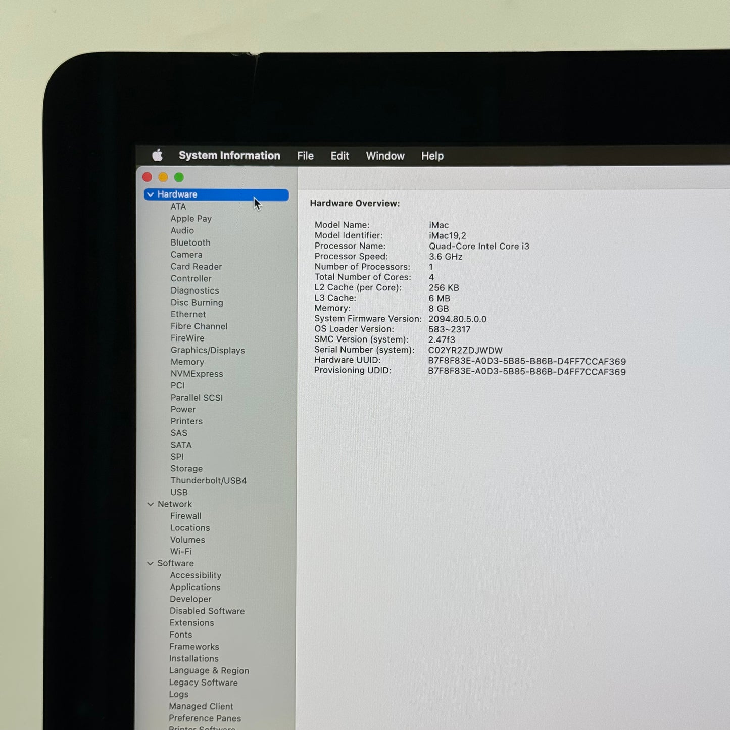 2019 Apple iMac 21.5" i3 3.6GHz 8GB RAM 1TB HDD Silver A2116