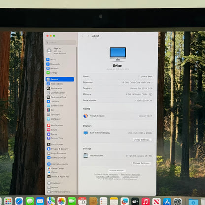 2019 Apple iMac 21.5" i3 3.6GHz 8GB RAM 1TB HDD Silver A2116