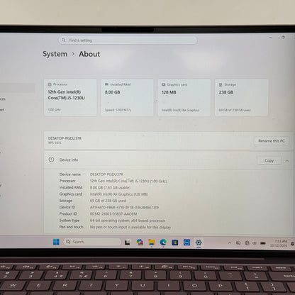 Dell XPS 13 9315 13.4" i5-1230U 1.0GHz 8GB RAM 256GB SSD